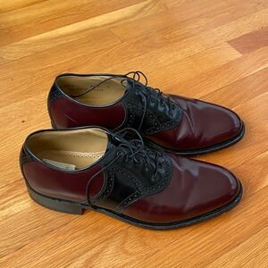 Johnston & Murphy Burgundy and Black Leather Wingtip Oxfords